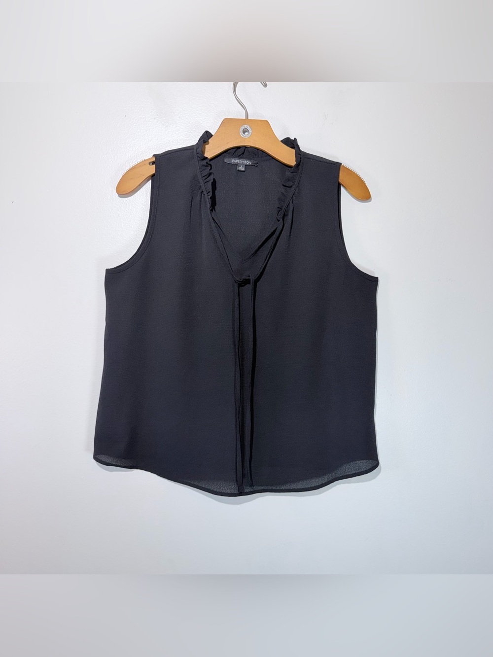 Papermoon Black Sleeveless Ruffle Tie-Front Camisole